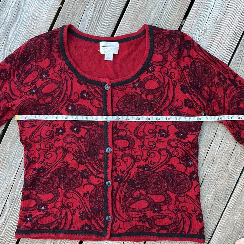 Christopher & Banks embroidered & sequin sweater S-M - Picture 7 of 8